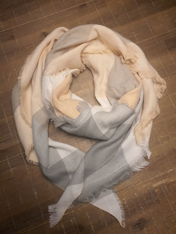 Flanellen sjaal zalmkleur/bruin/grijs
