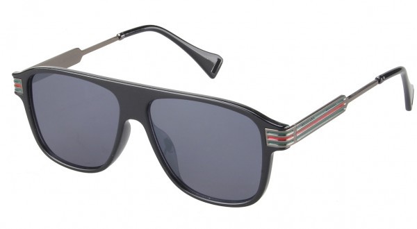 Zonnebril zwart met groen en rode lijnen UV400 cat 3
